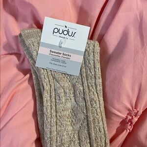 Women's Beige Sweater Socks